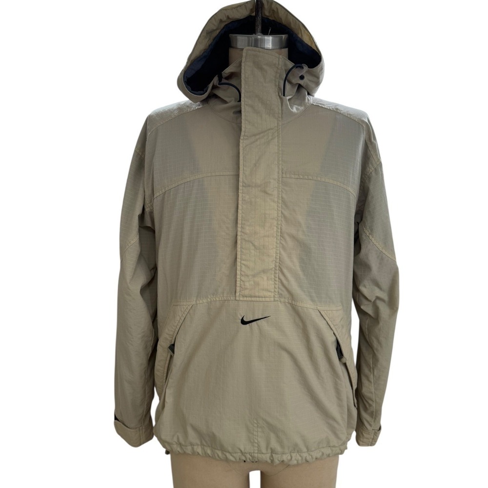 Vintage Nike Center Check Anorak Jacket Pullover Windbreaker Hooded Mens Medium